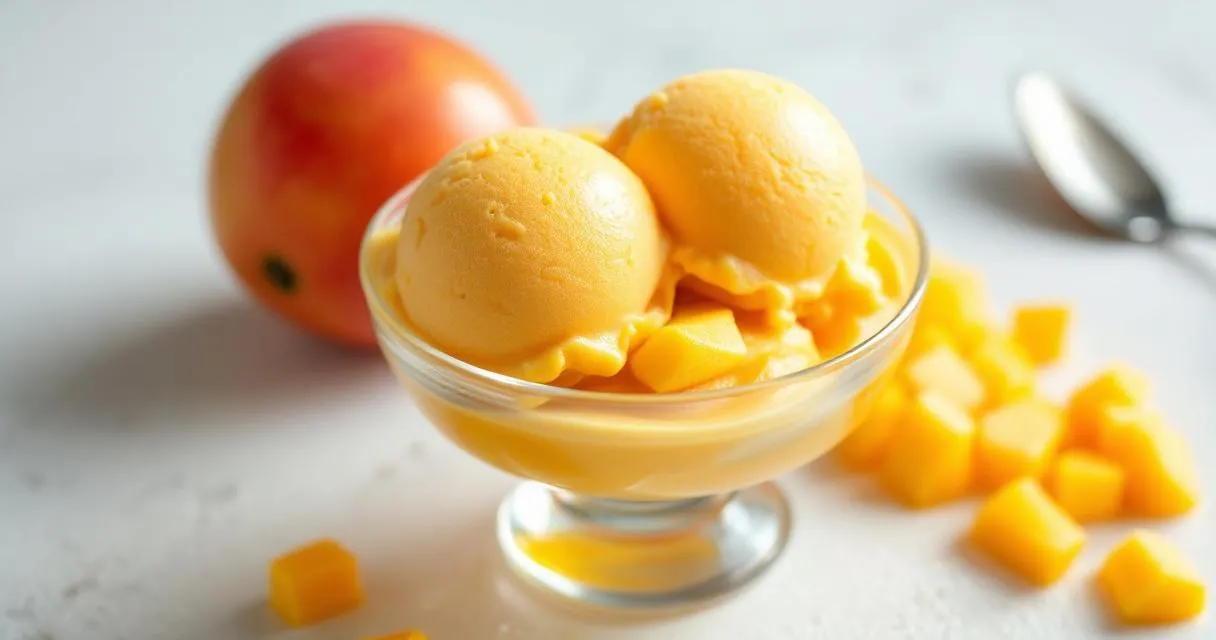 Mango-Sorbet: Cremiges Fruchteis ohne Eismaschine