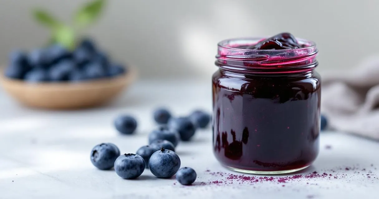 Heidelbeermarmelade: Tiefblaue Konfitüre mit Saft
