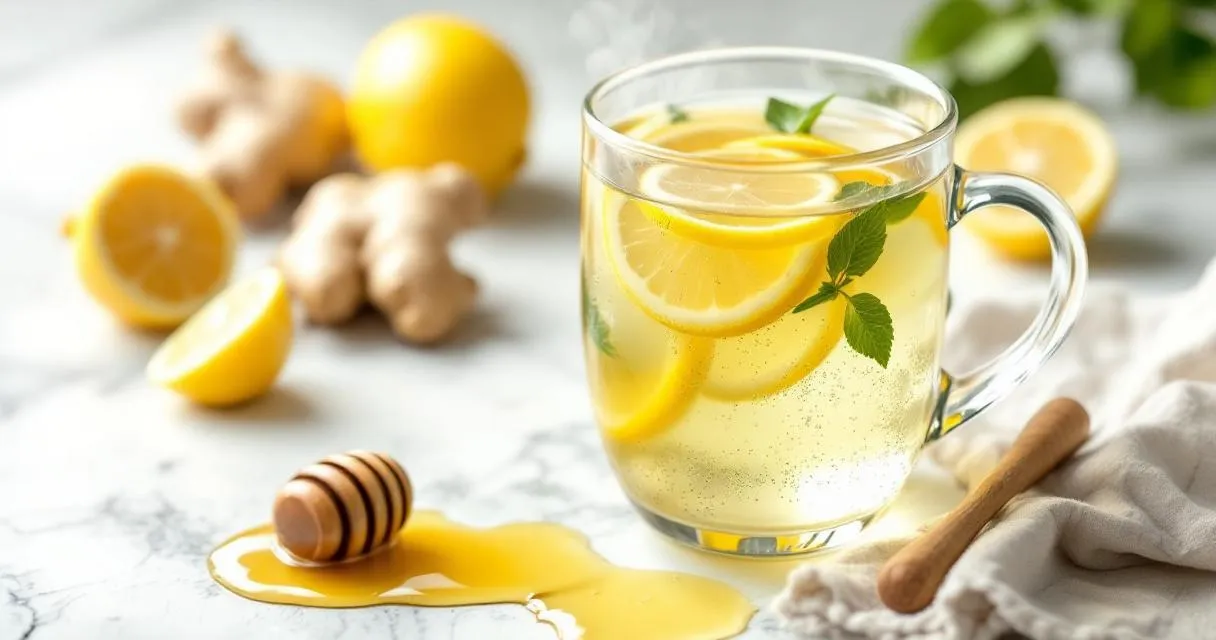 Heiße Zitrone mit Honig und Ingwer